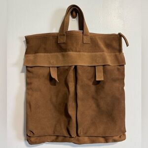 Men's H&M Atelier Suede Tote Bag Brown Large Minimalist Leather Shopper A/W 2025